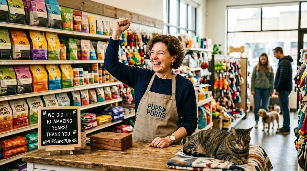 Pet store owner checking Google Search Console rankings on laptop