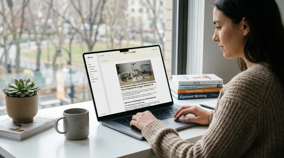 Person optimizing pet store website content in a page editor