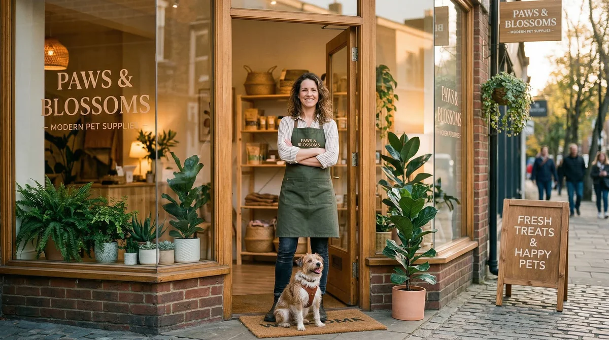 Pet store owner reviewing website audit results on laptop