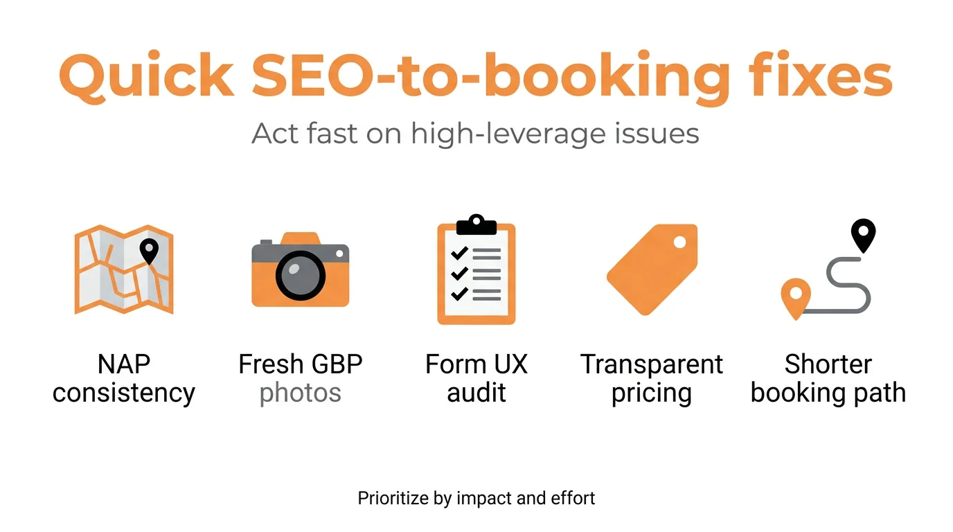 Quick SEO-to-booking fixes