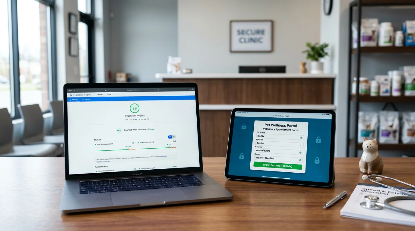 Site Speed and Privacy for Veterinary Clinics: Core Web Vitals and PHI-Safe Lead Flows